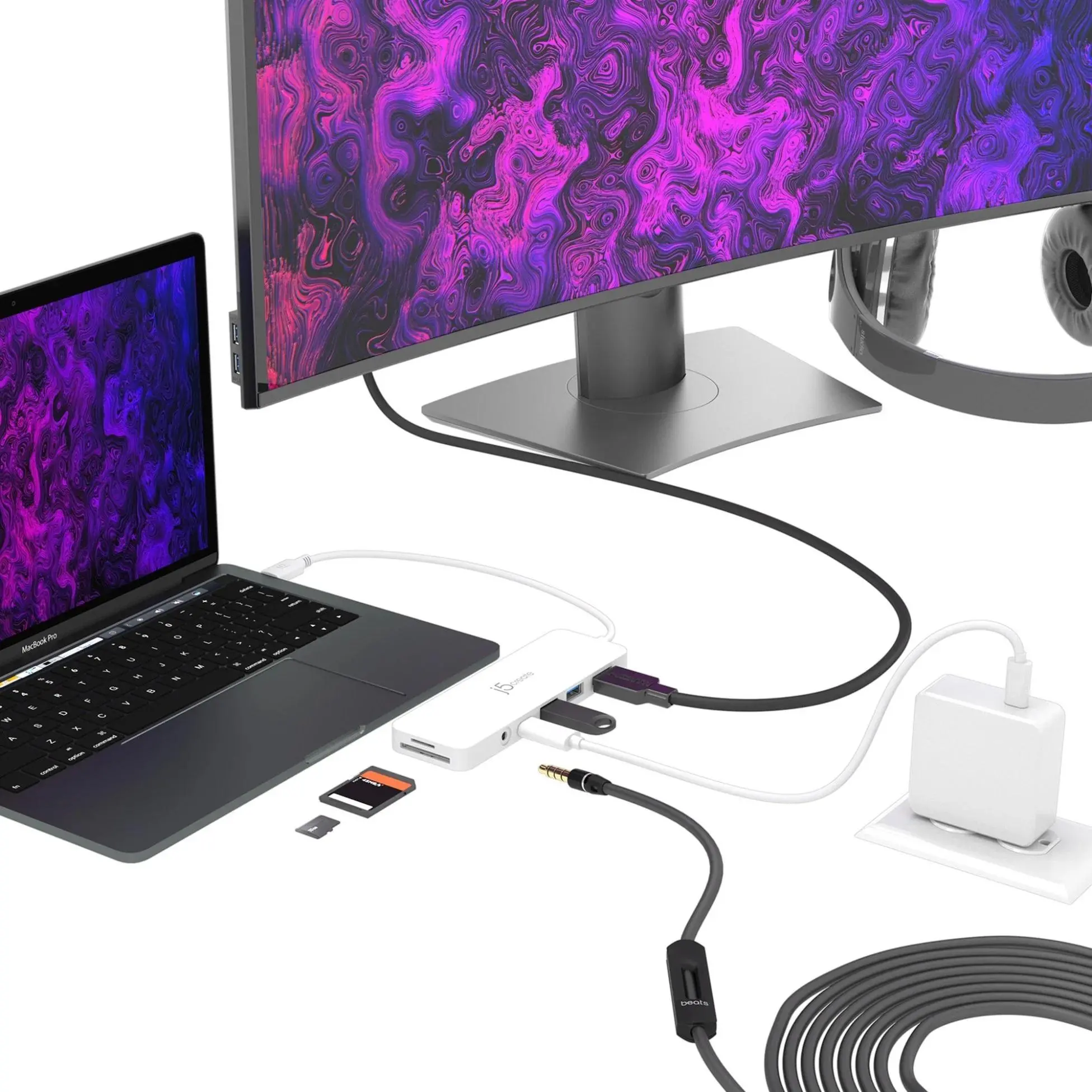 6-портов хъб j5create Mini Dock JCD373, USB, HDMI, SD, 3.5 mm jack - image 3