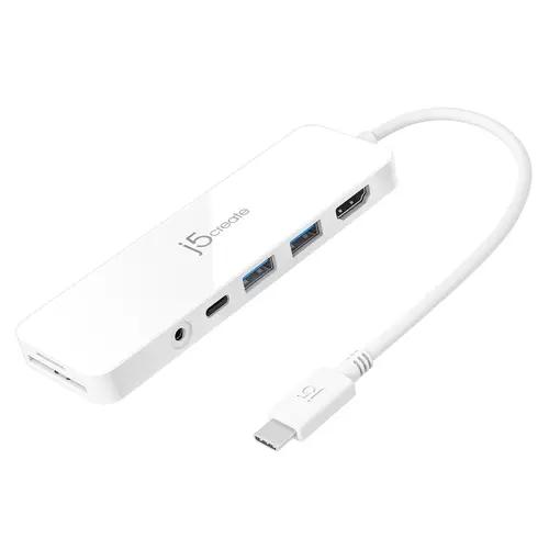 Hub cu 6 porturi j5create Mini Dock JCD373, USB, HDMI, SD, jack 3.5 mm - 1