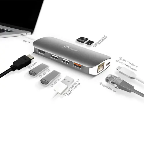 Stație de andocare j5create Multi-Port JCD383, USB, HDMI, Ethernet, SD, microSD - 4