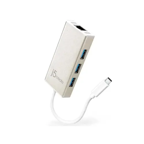 Hub cu 3 porturi J5create JCH471, USB-C 3.1, USB-A 3.0, Gigabit Ethernet - 1