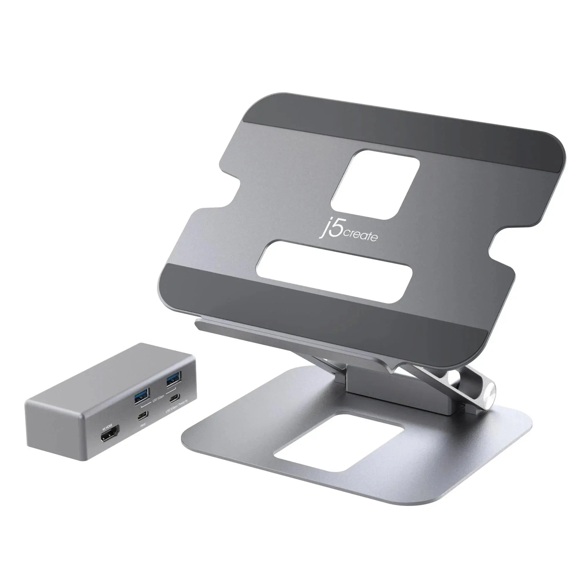 Поставка за лаптоп с докинг станция j5create JTS327, до 16", USB-C, 4K - image 1