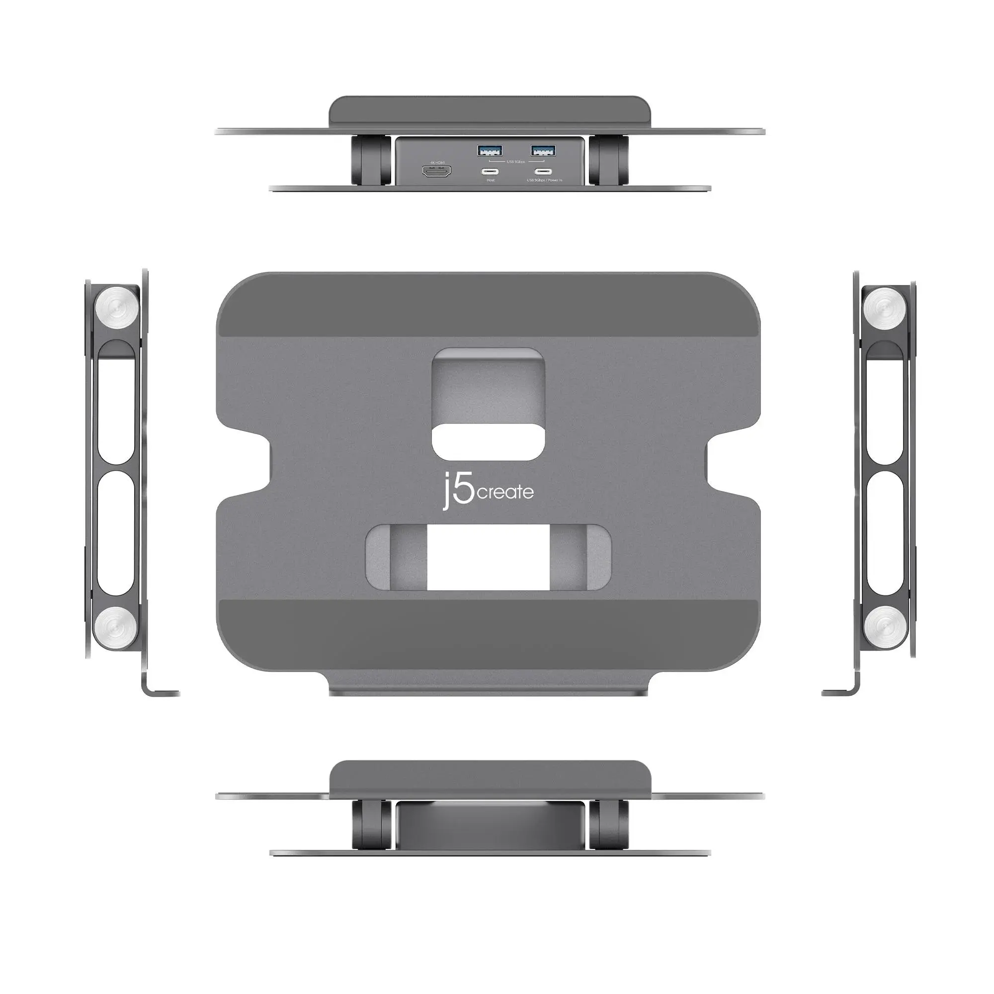 Поставка за лаптоп с докинг станция j5create JTS327, до 16", USB-C, 4K - image 2