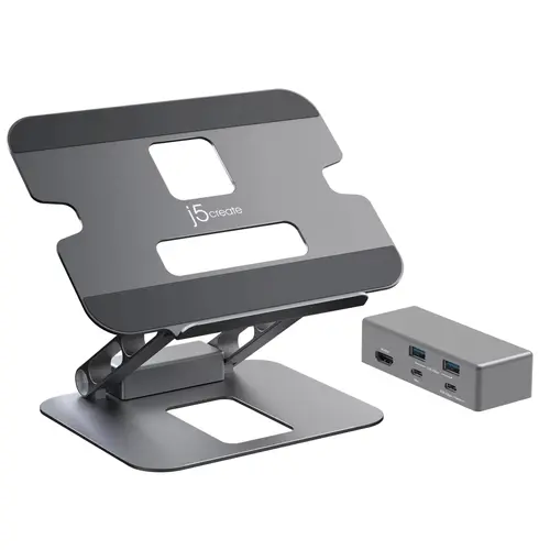 Suport pentru laptop cu docking station j5create JTS327, până la 16", USB-C, 4K - 1