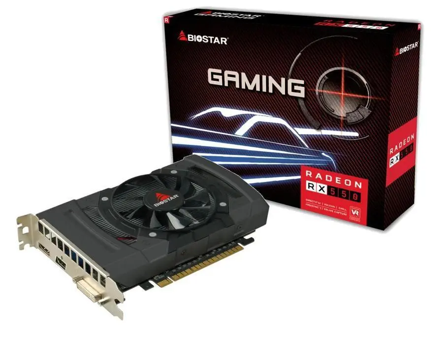 Placă video BIOSTAR Radeon RX550, 4GB, GDDR5, 128 bit, DVI-I, HDMI, DisplayPort, PCI Express 3.0 x16