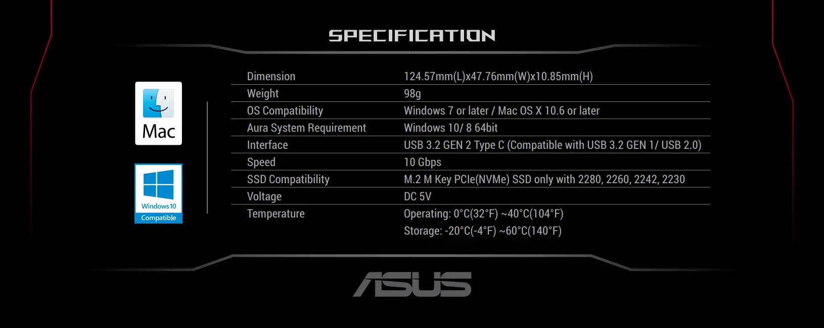 Чекмедже за SSD ASUS ROG Strix Arion Lite, Черен - image 3