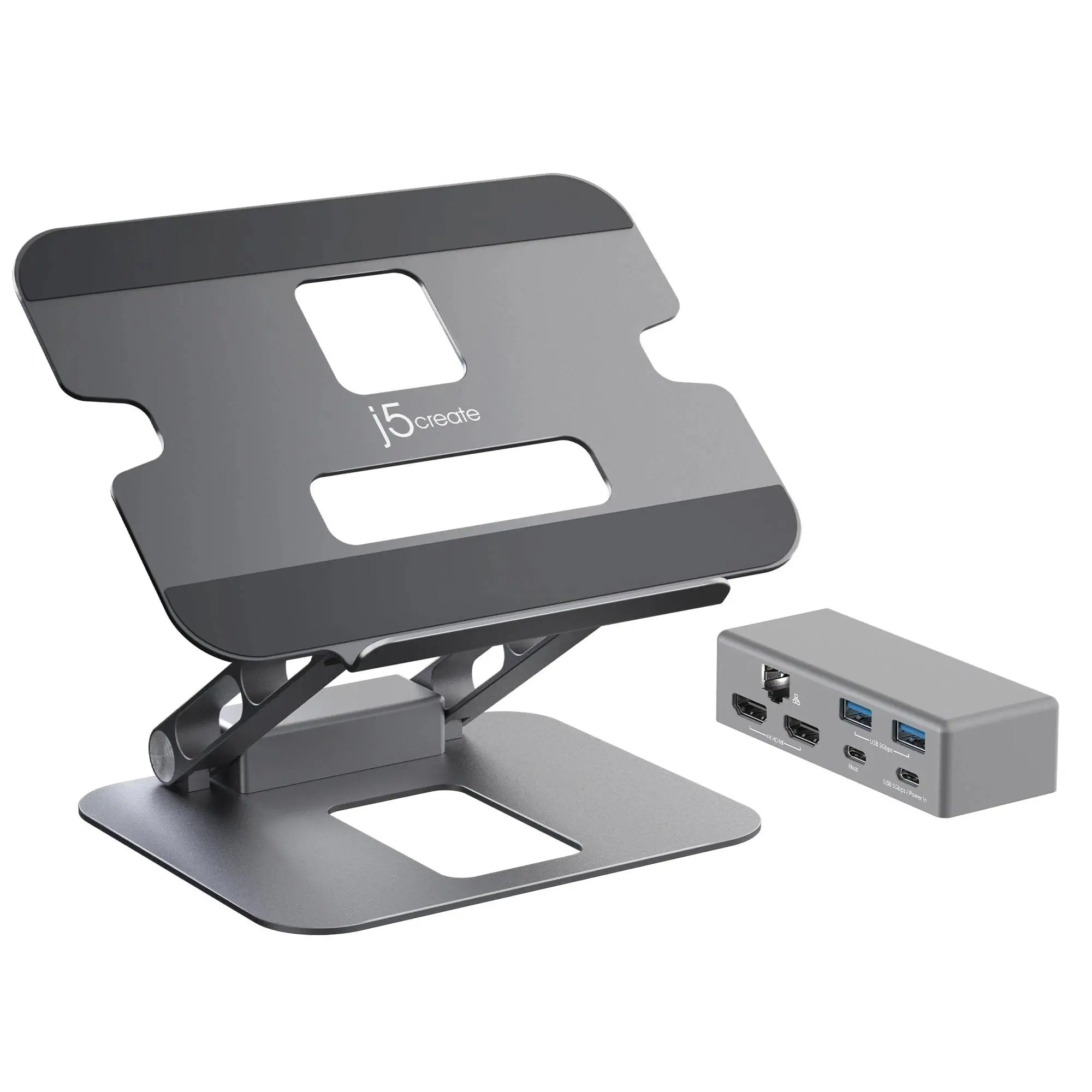 Поставка за лаптоп с докинг станция j5create JTS427, до 16", USB-C, HDMI, 4K - image 1