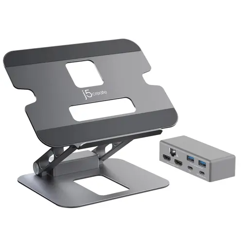 Suport pentru laptop cu docking station j5create JTS427, până la 16", USB-C, HDMI, 4K - 2