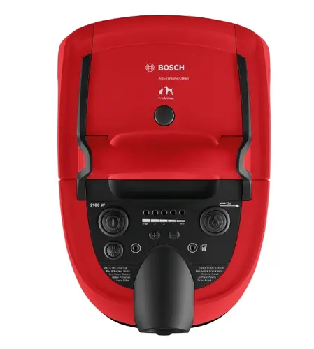 Перяща прахосмукачка, Bosch BWD421PET, 3in1 vacuum cleaner for dry and wet cleaning, 2,5 lt dust container, 2100 W, HEPA H13, 12 m radius, liquid pick-up nozzles, parquet brush, turbo brush, mattress brush, water tank: 5 l, tornado red-black - image 2