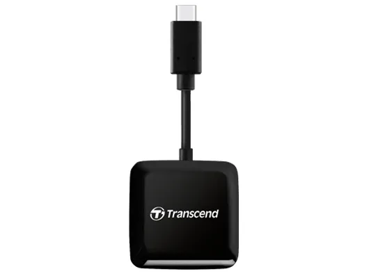 Четец за карти, Transcend SD/microSD Card Reader, USB 3.2 Gen 1, Black, Type C