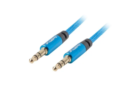 Кабел, Lanberg mini jack 3.5mm M/M 3 pin cable 1m, blue premium