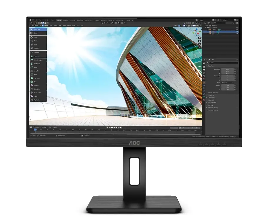 Монитор, AOC 24P2Q, 23.8" WLED IPS, 1920x1080@75Hz, 4ms GtG, 250cd/m2, 1000:1, DC50M:1, Adaptive Sync, FlickerFree, Low Blue Light, 2Wx2, Tilt, Height Adjust, Pivot, Swivel, D-SUB, DVI, HDMI, DP, 4xUSB 3.2