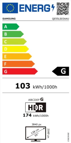 Телевизор, Samsung 55" 55LS03 The Frame QLED 4K Smart TV, 3400 PQI, Quantum HDR, HDR 10+, Bixby, Wi-Fi, Bluetooth, 4xHDMI, 2xUSB, Tizen, Charcoal Black - image 2