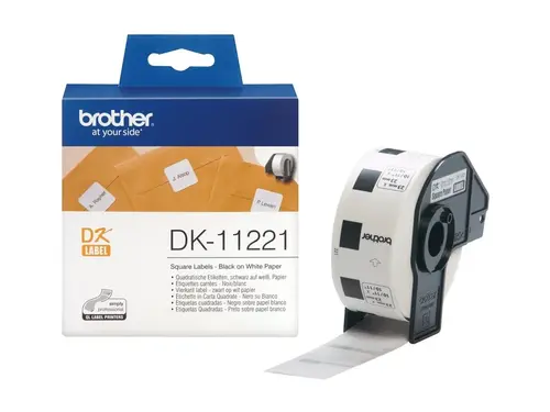 Консуматив, Brother DK-11221 Square Paper Labels, 23mmx23mm, 1000 labels per roll (Black on White) - image 1