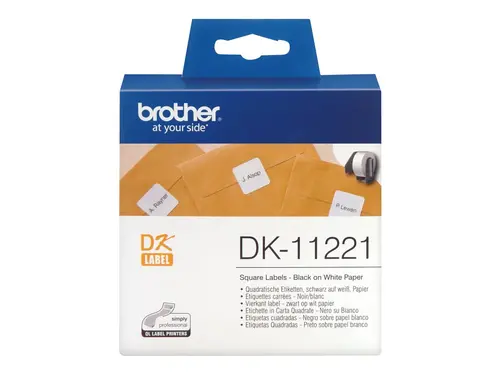 Консуматив, Brother DK-11221 Square Paper Labels, 23mmx23mm, 1000 labels per roll (Black on White) - image 2