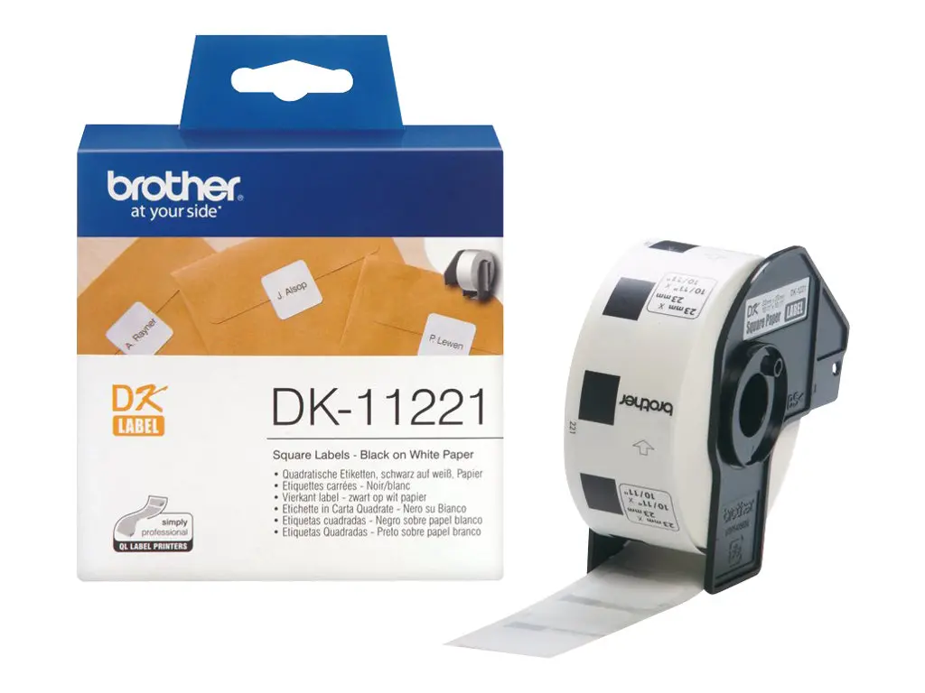 Консуматив, Brother DK-11221 Square Paper Labels, 23mmx23mm, 1000 labels per roll (Black on White) - image 3