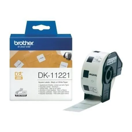 Консуматив, Brother DK-11221 Square Paper Labels, 23mmx23mm, 1000 labels per roll (Black on White)