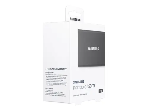 Hard disk, Samsung Portable SSD T7 2TB, USB 3.2, Citire 1050 MB/s Scriere 1000 MB/s, Gri Titan - 3