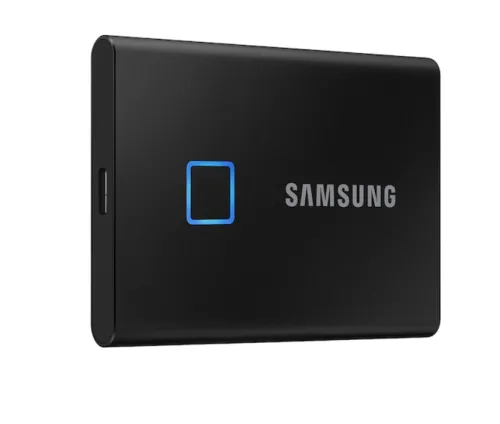 Твърд диск, Samsung Portable SSD T7 Touch 2TB, USB 3.2, Fingerprint, Read 1050 MB/s Write 1000 MB/s, Black