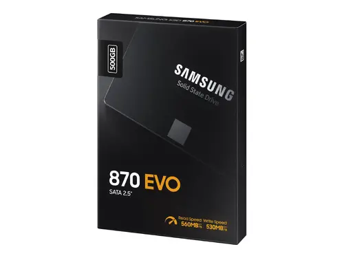 Твърд диск, Samsung SSD 870 EVO 500GB Int. 2.5" SATA, V-NAND 3bit MLC, Read up to 560MB/s, Write up to 530MB/s, MKX Controller, Cache Memory 512MB DDR4 - image 1