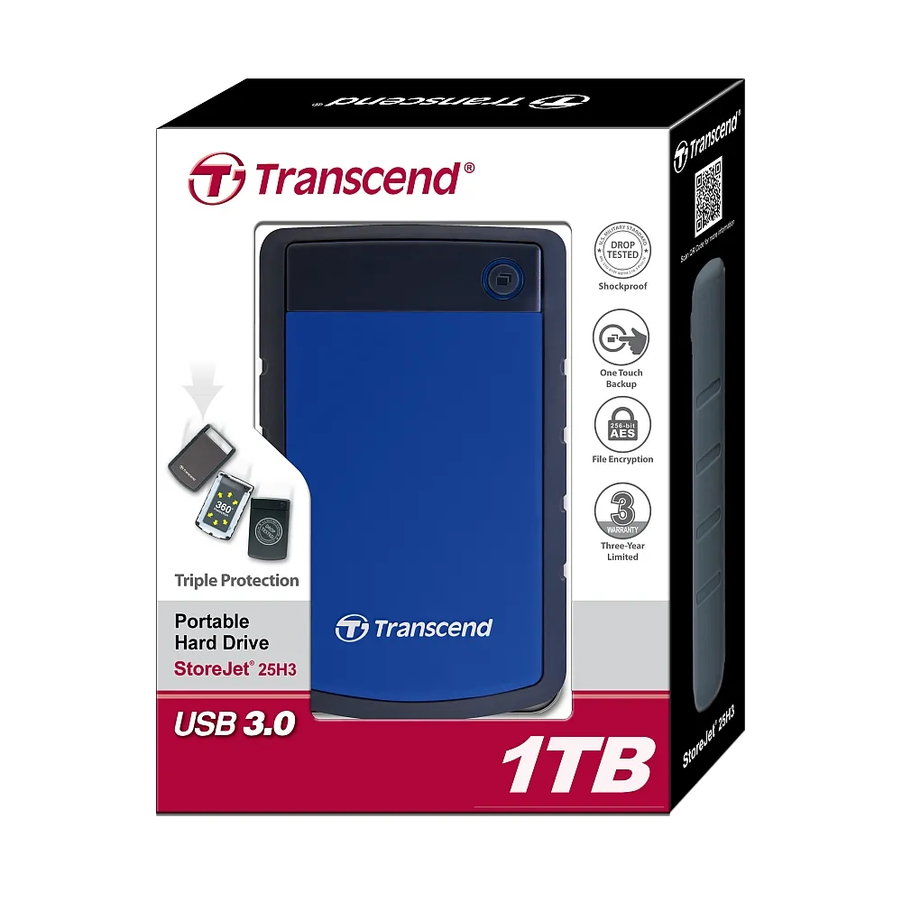 Твърд диск, Transcend 1TB StoreJet 2.5" H3B, Portable HDD, USB 3.1 - image 3