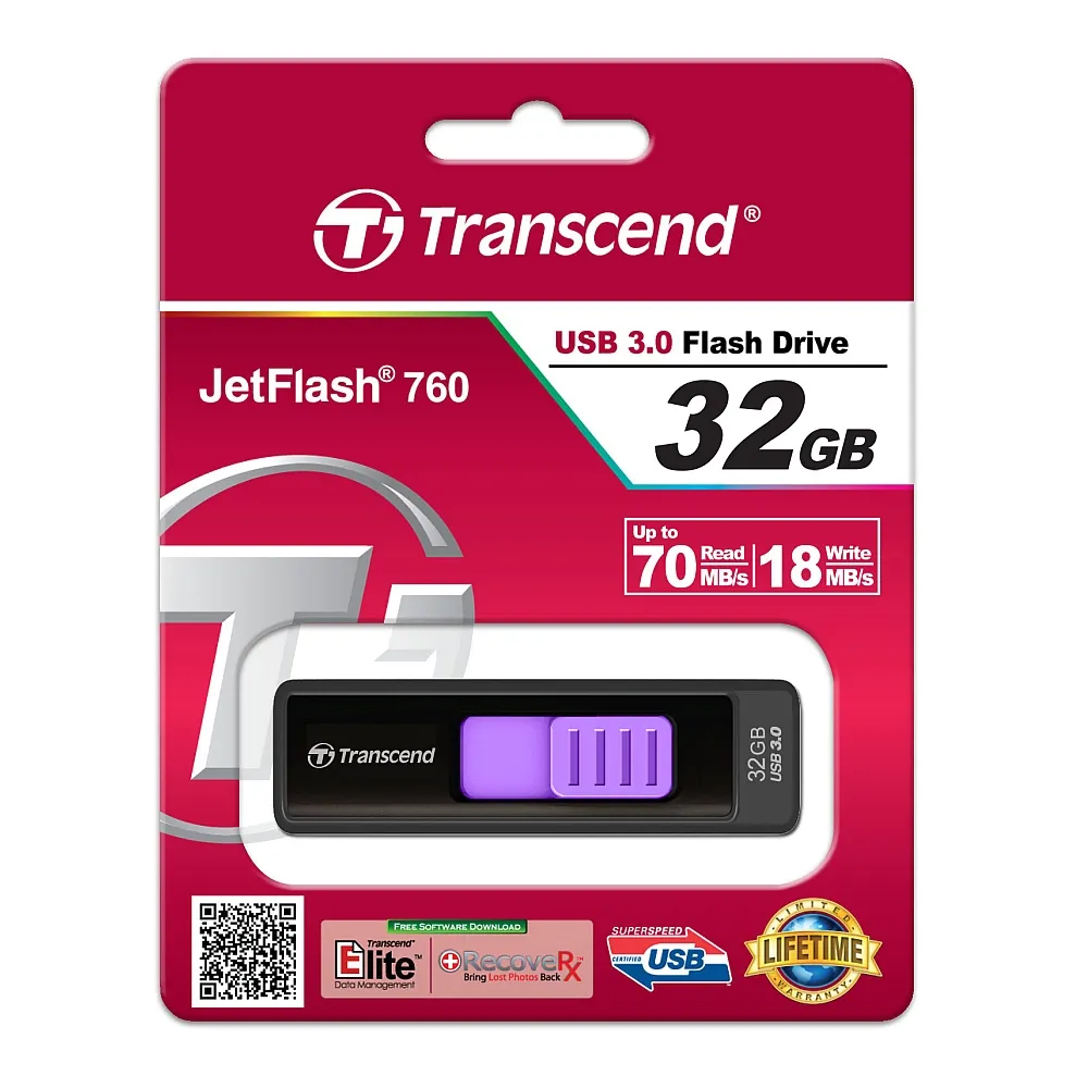 Памет, Transcend 32GB JETFLASH 760, USB 3.0 (Purple) - image 3