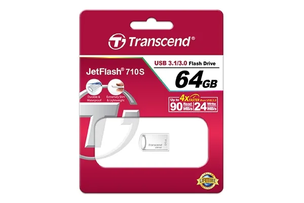 Памет, Transcend 64GB JETFLASH 710, USB 3.1, Silver Plating - image 5