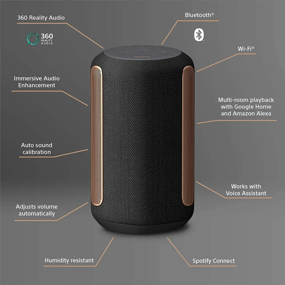 Тонколони, Sony SRS-RA3000 Portable Bluetooth Speaker, Black - image 2