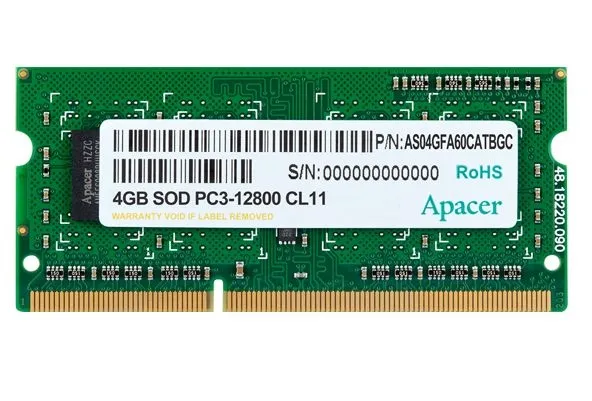 Памет, Apacer 4GB Notebook Memory - DDR3 SODIMM PC12800 @ 1600MHz