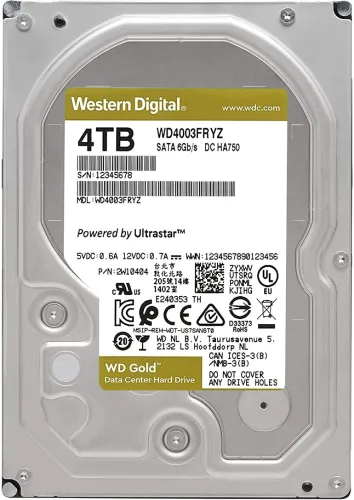 Твърд диск, Western Digital Gold Datacenter HDD 4 TB - SATA 6Gb/s 7200 rpm 256MB