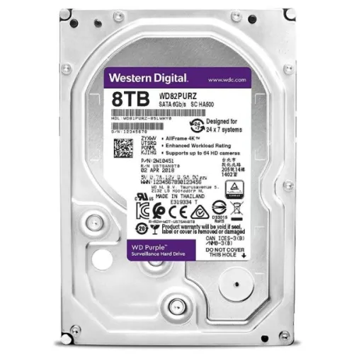 Твърд диск, Western Digital Purple 8TB 7200rpm 256MB Cache SATA 6.0Gb/s 3.5" Internal Hard Drive