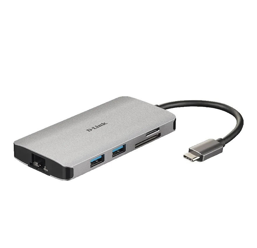USB хъб, D-Link 8-in-1 USB-C Hub with HDMI/Ethernet/Card Reader/Power Delivery