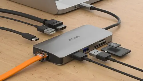 USB хъб, D-Link 8-in-1 USB-C Hub with HDMI/Ethernet/Card Reader/Power Delivery - image 3