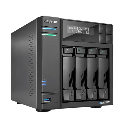 Мрежов сторидж, Asustor Lockerstore 4 AS6604T, 4-Bay NAS, Intel Apollo Lake Quad-Core J4125 up to 2.7GHz, 4 GB SO-DIMM DDR4,M.2 Slots (2280 NVMe SSD) x2, GbE x 2, USB 3.2 x 3, HDMI 2.0, WOW (Wake on WAN), WOL, System Sleep Mode, AES-NI hardware encryption - image 1