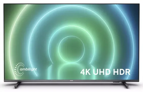 Телевизор, Philips 43PUS7906/12, 43" UHD 4K LED 3840x2160, DVB-T2/C/S2, Ambilight 3, HDR10+, HLG, Android 10, Dolby Vision, Dolby Atmos, Quad Core Pixel Plus Ultra HD, 60Hz, BT 5.0, HDMI 2.1 VRR, ARC, USB, Cl+, 802.11n, Lan, 20W RMS, Borderless design, Black