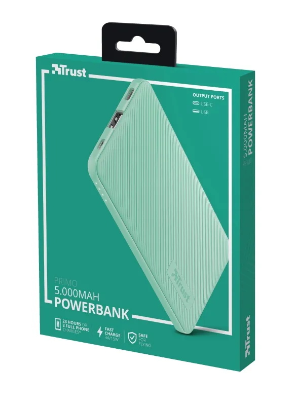 Външна батерия, TRUST Primo Fast Ultra-thin Powerbank 5000 mAh Mint - image 6