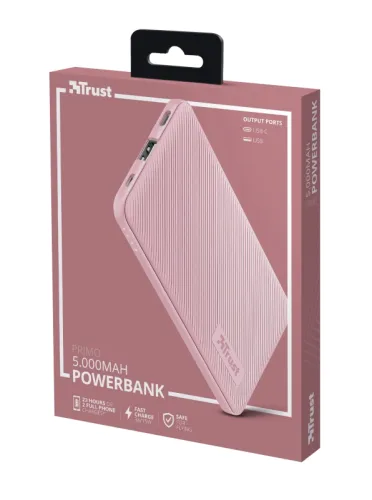 Външна батерия, TRUST Primo Fast Ultra-thin Powerbank 5000 mAh Pink - image 6