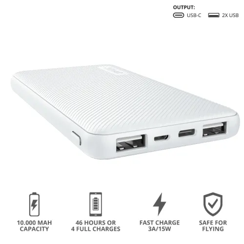 Външна батерия, TRUST Primo Fast Ultra-thin Powerbank 10000 mAh White - image 5