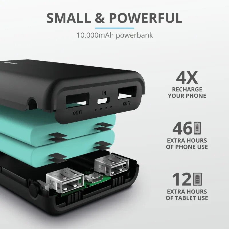Външна батерия, TRUST Pacto Pocket-Size Powerbank 10000 mAh - image 4