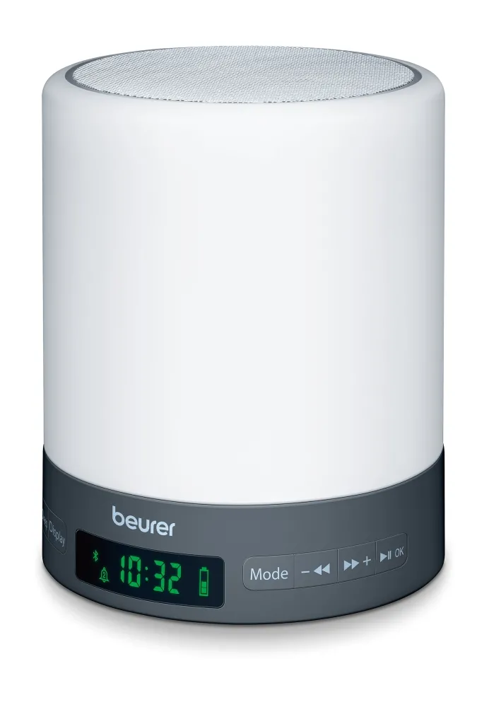 Лампа, Beurer WL 50 BT Wake up light, Simulations of sunrise and sunset, Adjustable display brightness, Radio, Alarm, 2 wake-up melodies and 1 sleep melody, Aux input to play your own music (incl. aux cable), Bluetooth