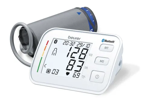 Апарат за кръвно налягане, Beurer BM 57 BT with Bluetooth upper arm blood pressure monitor, XL display, circumferences from 23 to 43 cm, Wireless transfer, 2 x 60 memory spaces,Risk indicator,Arrhythmia detection,Medical device,beurer HealthManager