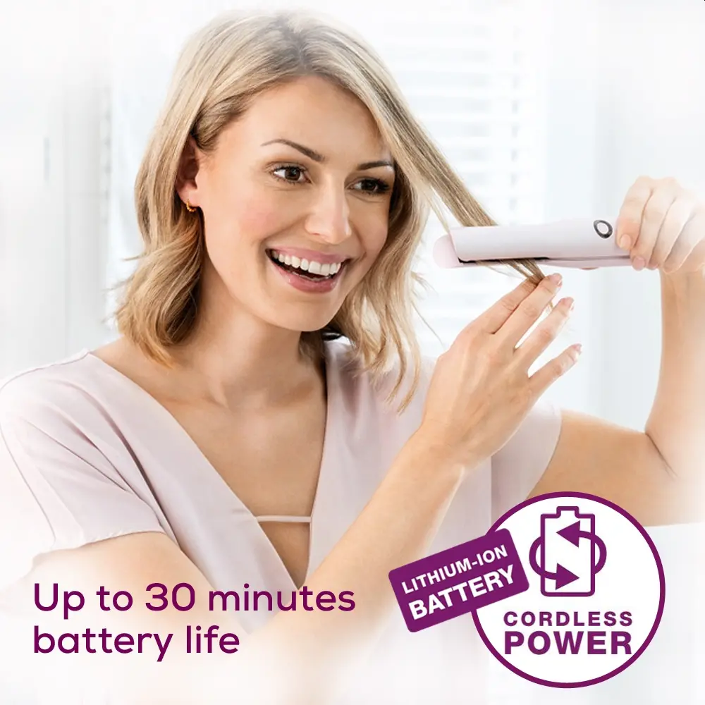Σίδερο μαλλιών, Beurer HS 20 cordless hair straightener, λειτουργία με μπαταρία, ασύρματο, πλάκες θέρμανσης με επίστρωση κεραμικού και τουρμαλίνης - image 2