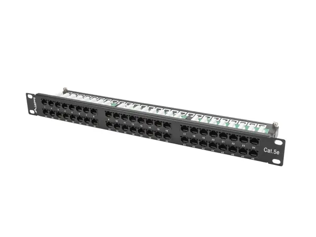 Patch panel, Lanberg patch panel 48 port 1U CAT.5E, negru