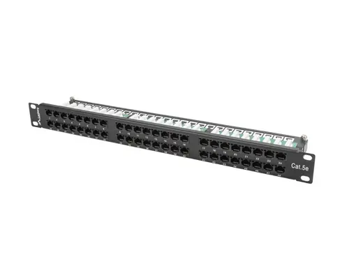 Patch panel, Lanberg patch panel 48 port 1U CAT.5E, μαύρο Patch panel, Lanberg patch panel 48 port 1U CAT.5E, μαύρο