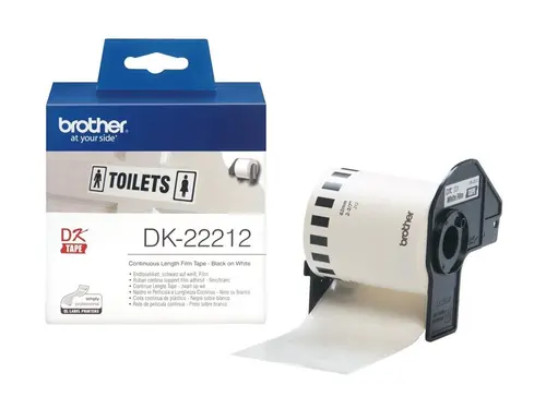 Консуматив, Brother DK-22212 White Continuous Length Film Tape 62mm x 15.24m, Black on White - image 1