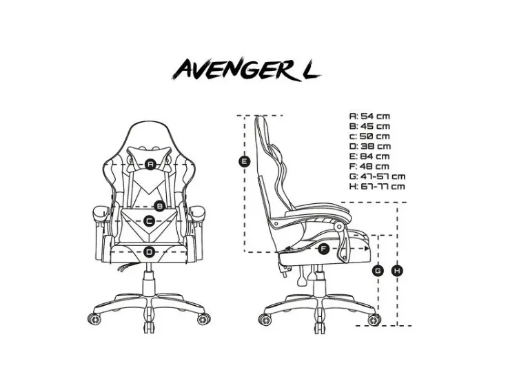 Стол, Fury Gaming Chair Avenger L Black-White - image 4