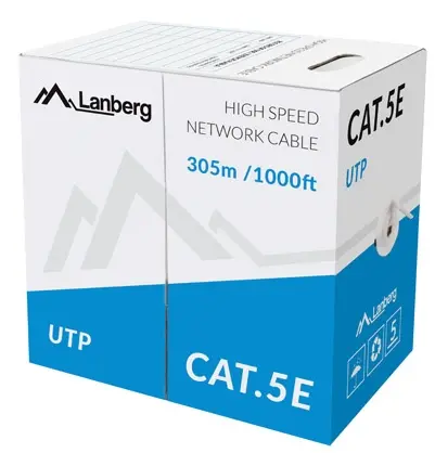 Кабел, Lanberg LAN cable UTP CAT.5E 305m solid CCA, grey