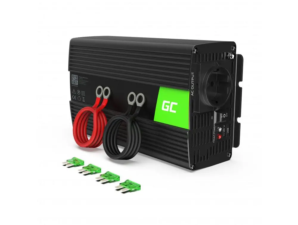 Invertor GREEN CELL, 12/220V, DC/AC 1000W/2000W, Undă sinusoidală modificată