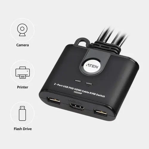 Διακόπτης KVM ATEN CS22HF, διπλής θύρας USB HDMI - 2