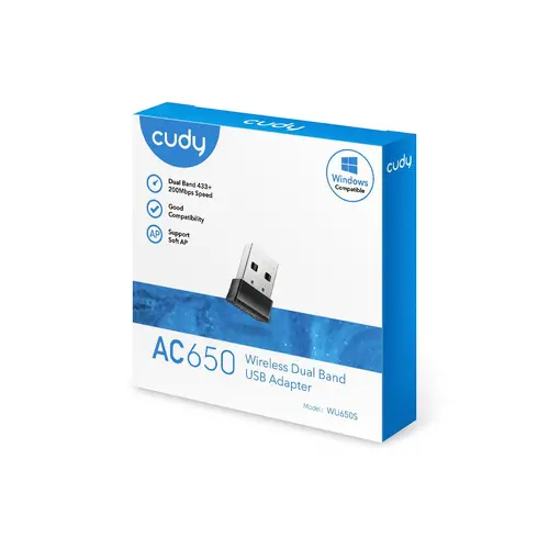 Ασύρματος νάνο αντάπτορας Cudy WU650S, USB 2.0, 2.4/5 Ghz, Ενσωματωμένη κεραία 2dBi - 4