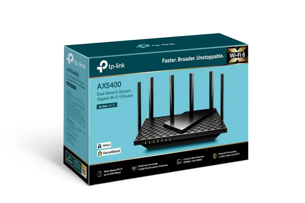Безжичен рутер TP-Link Archer AX73, AX5400, 2.4/5 GHz, 574 - 4804 Mbps, Gigabit - image 3